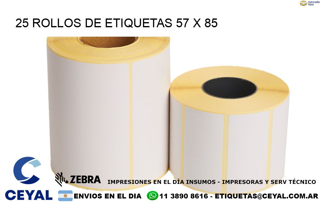 25 ROLLOS DE ETIQUETAS 57 x 85