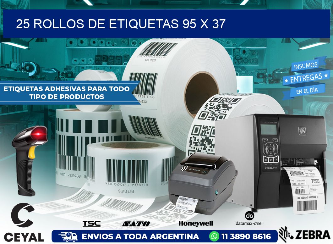 25 ROLLOS DE ETIQUETAS 95 x 37