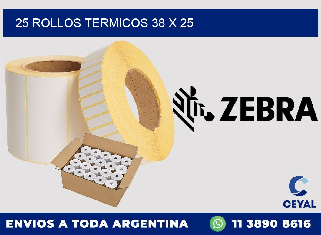 25 ROLLOS TERMICOS 38 x 25