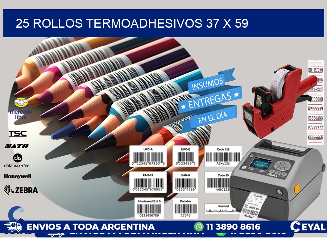 25 ROLLOS TERMOADHESIVOS 37 x 59