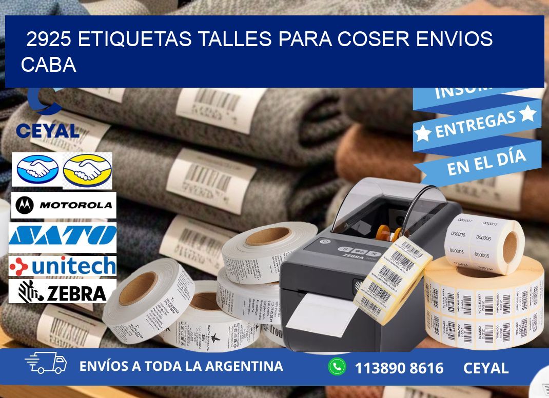 2925 ETIQUETAS TALLES PARA COSER ENVIOS CABA