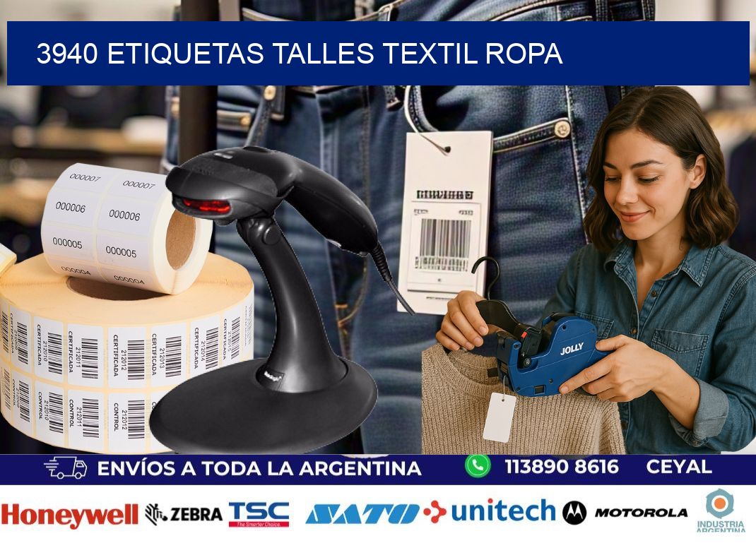 3940 ETIQUETAS TALLES TEXTIL ROPA