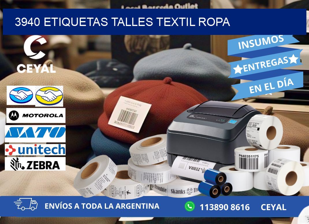 3940 ETIQUETAS TALLES TEXTIL ROPA
