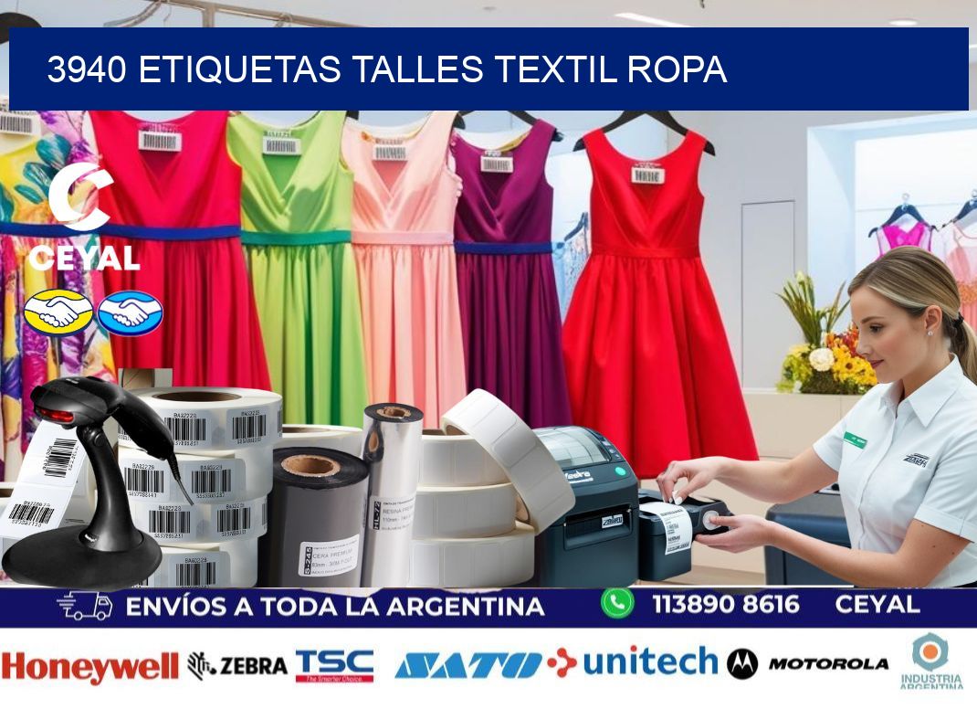 3940 ETIQUETAS TALLES TEXTIL ROPA