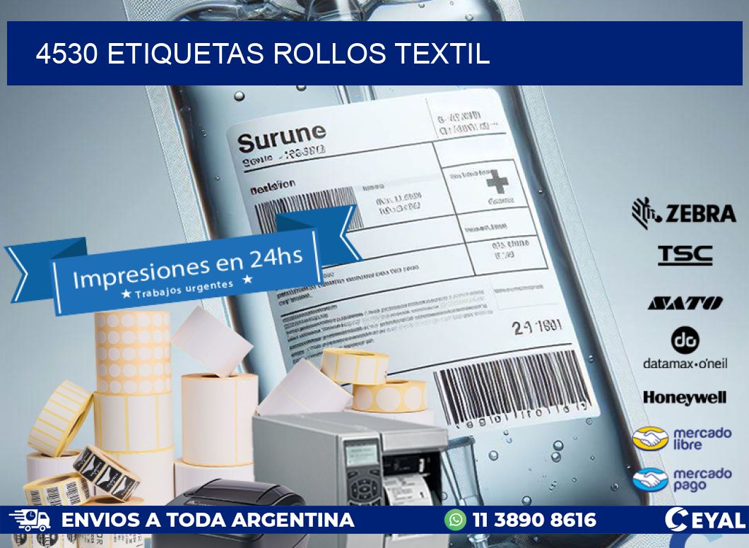 4530 etiquetas rollos TEXTIL