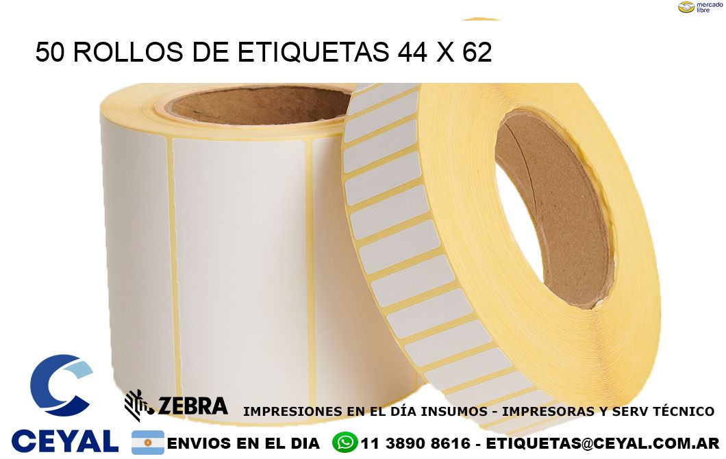 50 ROLLOS DE ETIQUETAS 44 x 62
