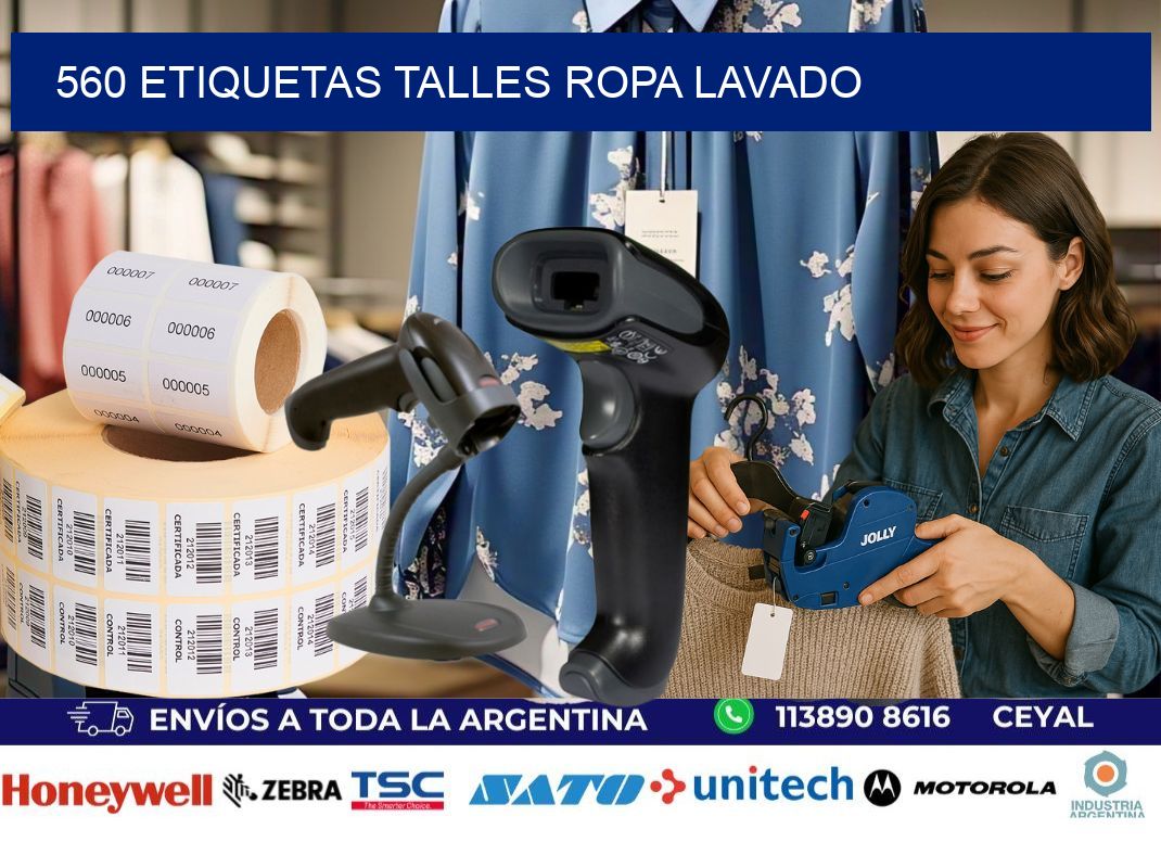 560 ETIQUETAS TALLES ROPA LAVADO