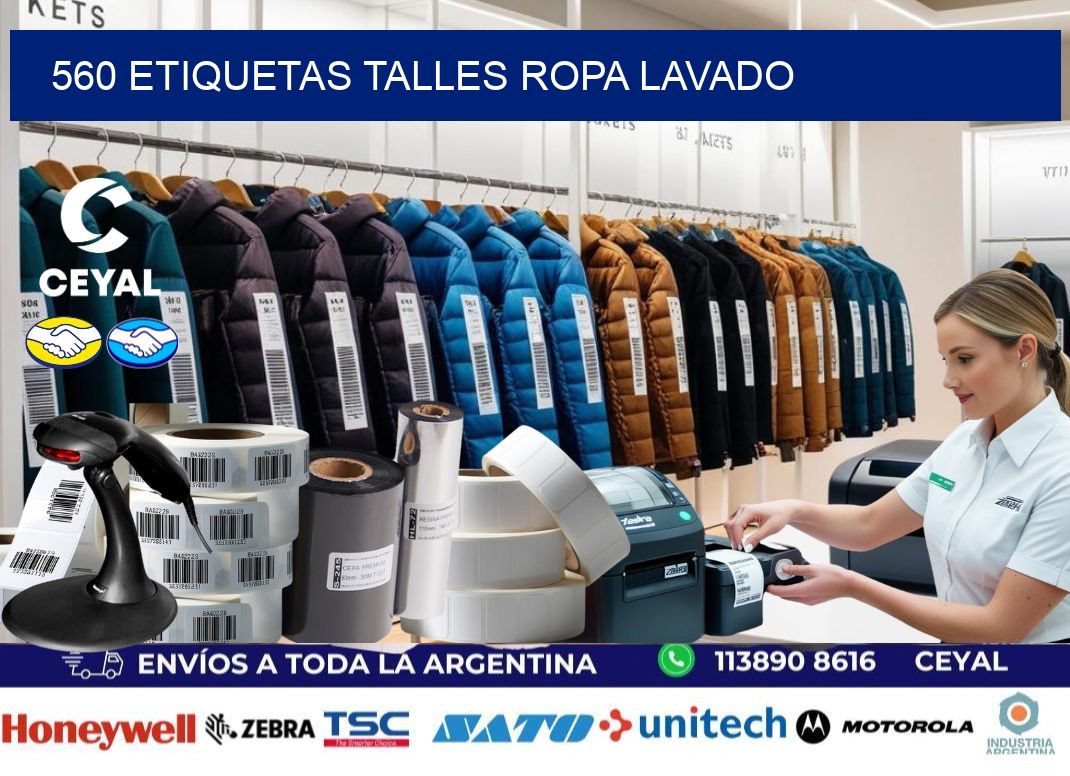 560 ETIQUETAS TALLES ROPA LAVADO