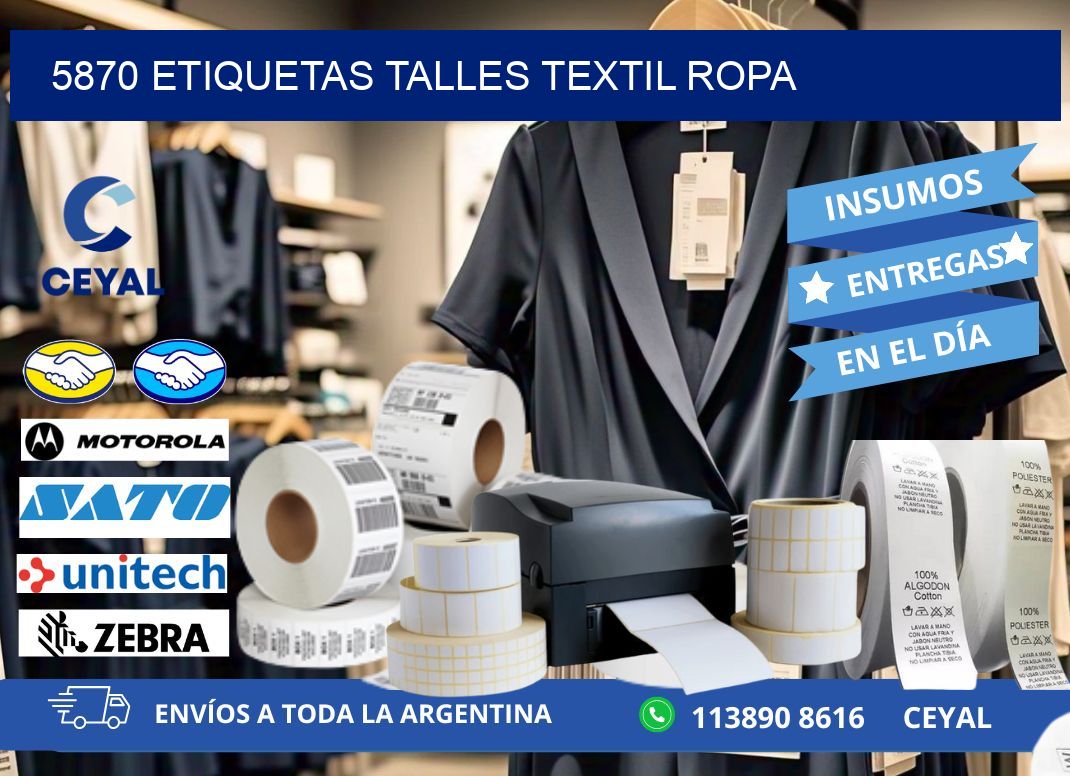 5870 ETIQUETAS TALLES TEXTIL ROPA
