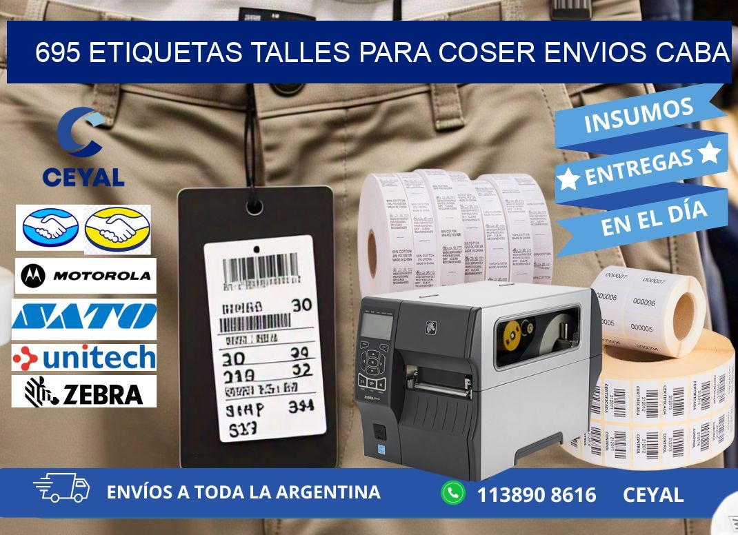 695 ETIQUETAS TALLES PARA COSER ENVIOS CABA
