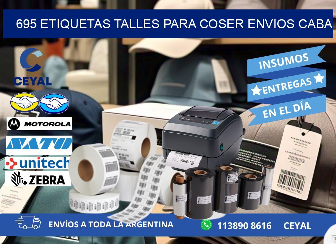 695 ETIQUETAS TALLES PARA COSER ENVIOS CABA