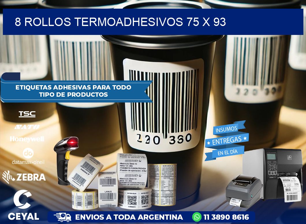 8 ROLLOS TERMOADHESIVOS 75 x 93