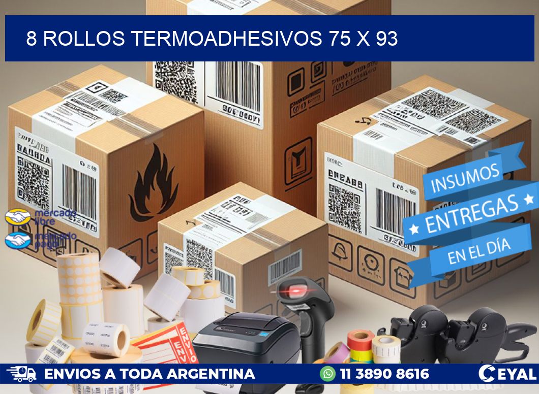 8 ROLLOS TERMOADHESIVOS 75 x 93