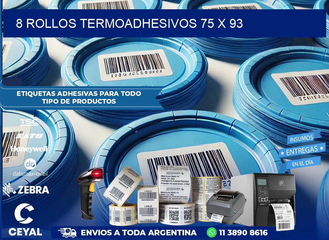 8 ROLLOS TERMOADHESIVOS 75 x 93
