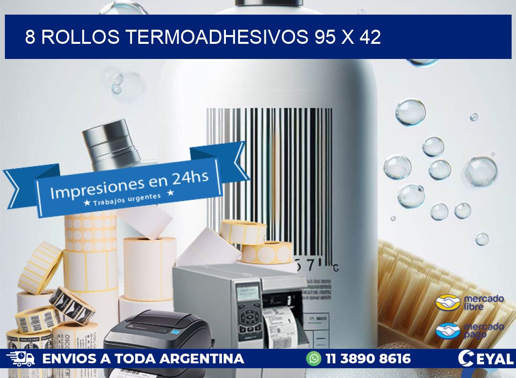 8 ROLLOS TERMOADHESIVOS 95 x 42