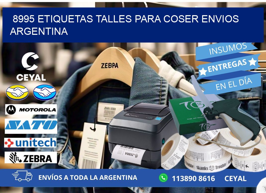 8995 ETIQUETAS TALLES PARA COSER ENVIOS ARGENTINA