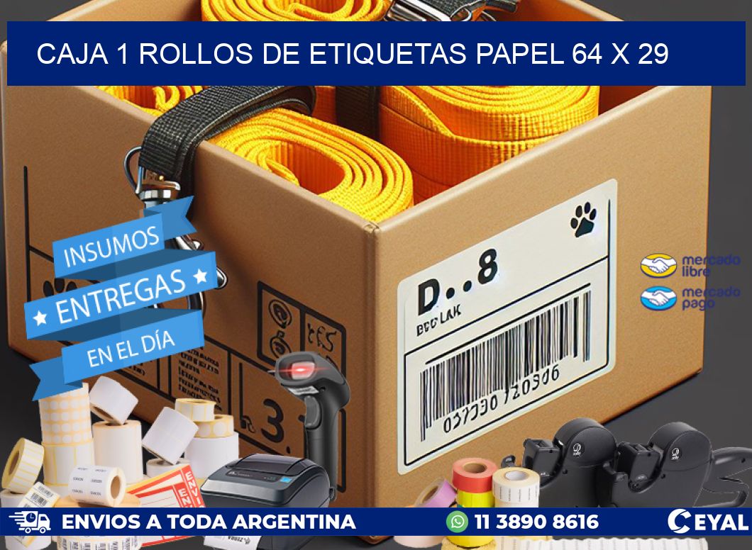 CAJA 1 ROLLOS DE ETIQUETAS PAPEL 64 x 29