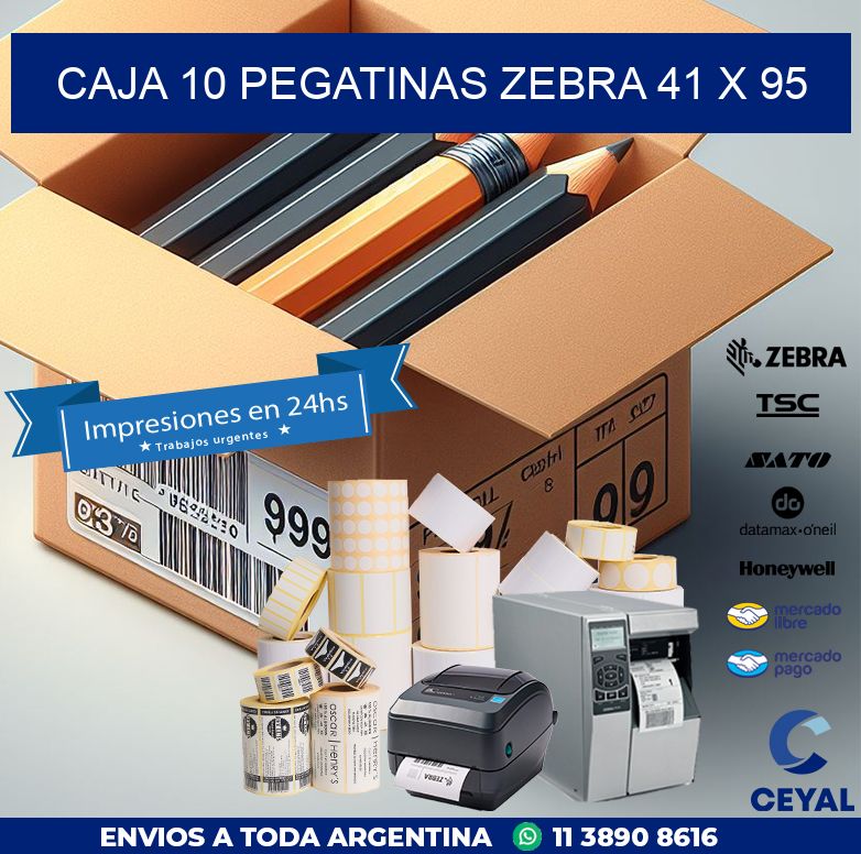 CAJA 10 PEGATINAS ZEBRA 41 x 95