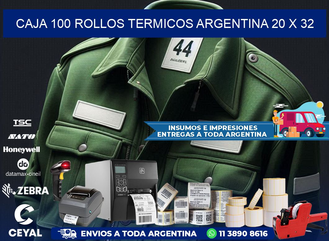 CAJA 100 ROLLOS TERMICOS ARGENTINA 20 x 32