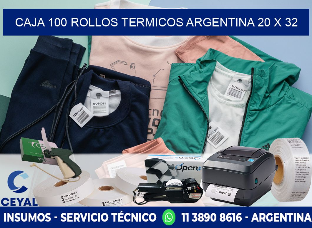 CAJA 100 ROLLOS TERMICOS ARGENTINA 20 x 32