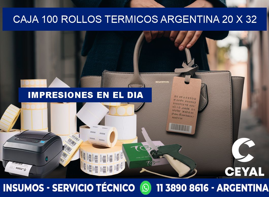CAJA 100 ROLLOS TERMICOS ARGENTINA 20 x 32