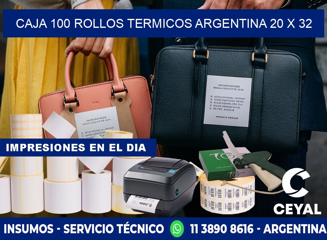 CAJA 100 ROLLOS TERMICOS ARGENTINA 20 x 32