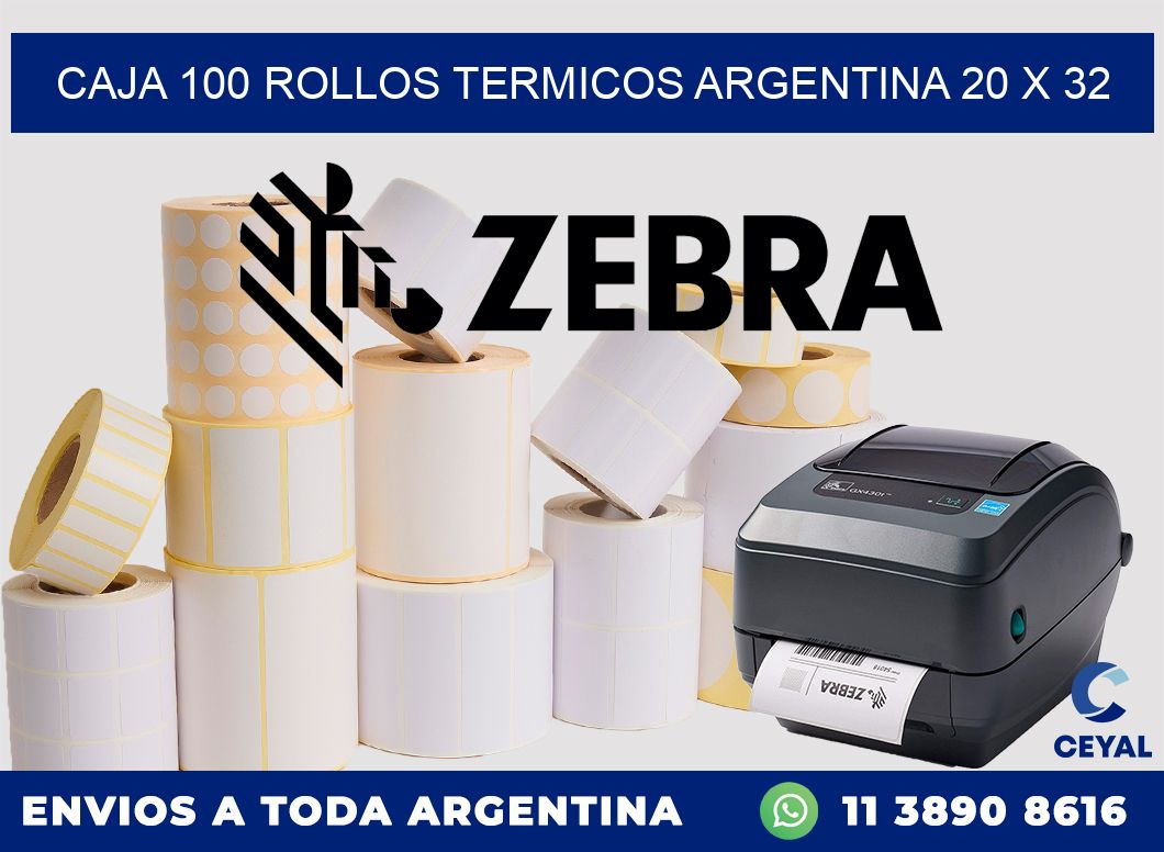 CAJA 100 ROLLOS TERMICOS ARGENTINA 20 x 32