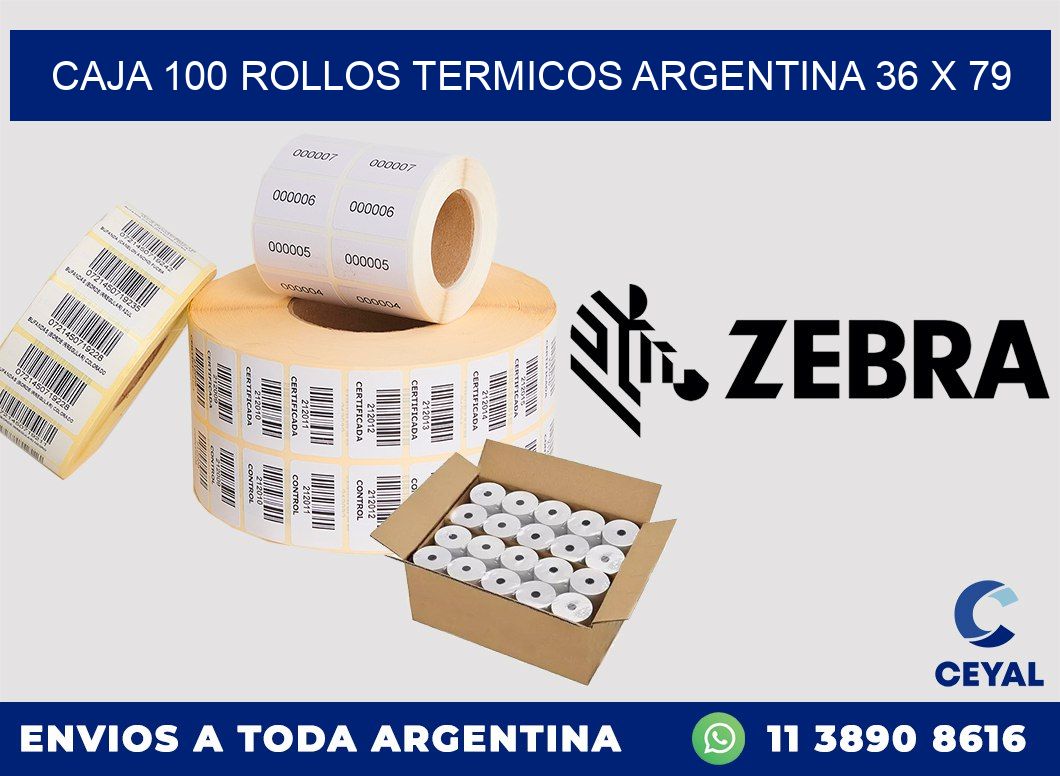 CAJA 100 ROLLOS TERMICOS ARGENTINA 36 x 79