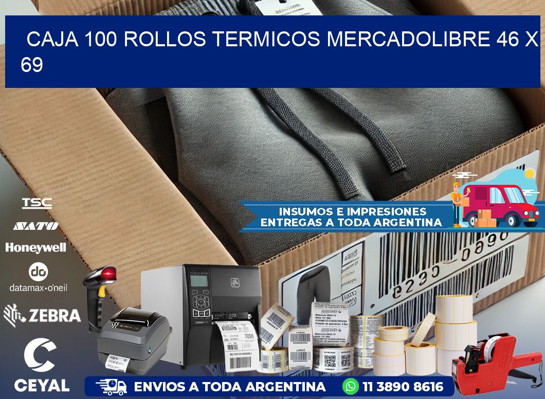 CAJA 100 ROLLOS TERMICOS MERCADOLIBRE 46 x 69