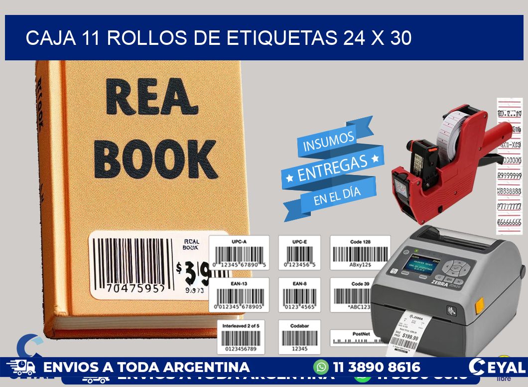 CAJA 11 ROLLOS DE ETIQUETAS 24 x 30
