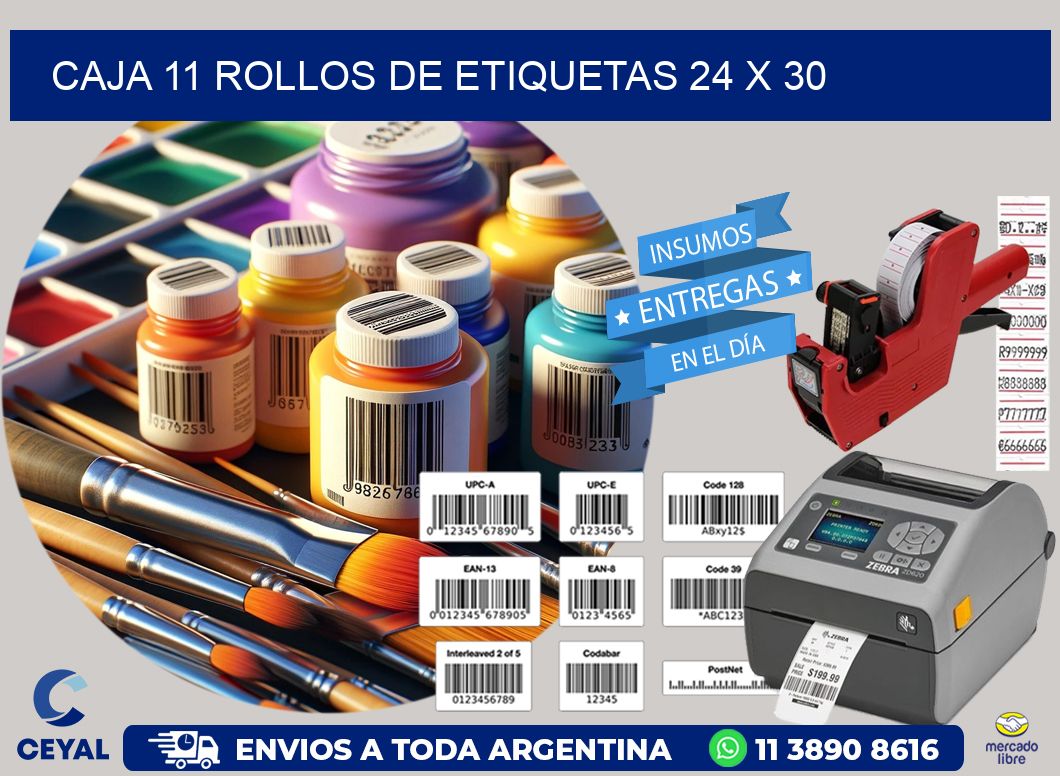 CAJA 11 ROLLOS DE ETIQUETAS 24 x 30
