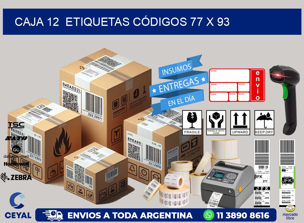 CAJA 12  ETIQUETAS CÓDIGOS 77 x 93