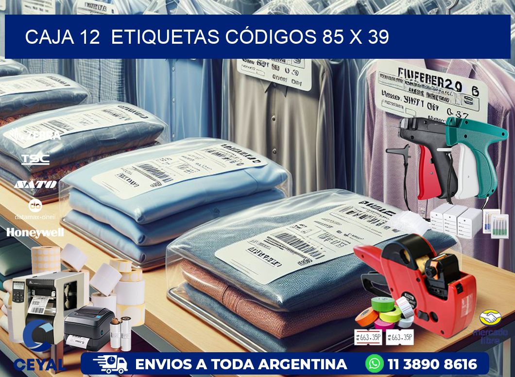 CAJA 12  ETIQUETAS CÓDIGOS 85 x 39