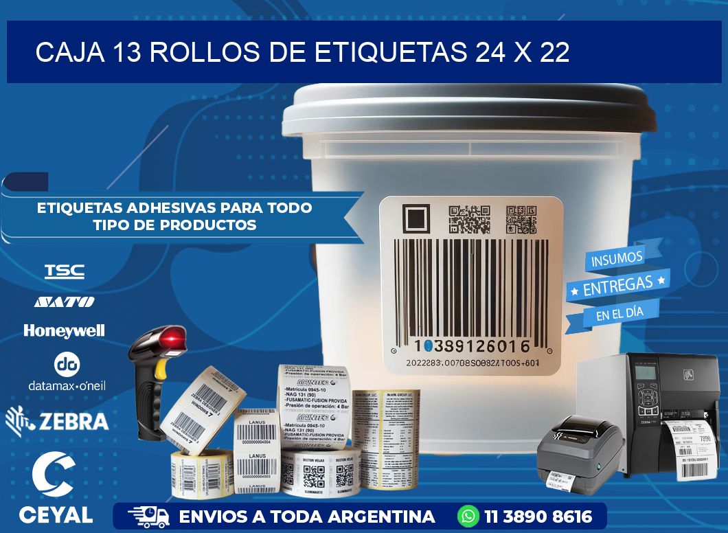 CAJA 13 ROLLOS DE ETIQUETAS 24 x 22