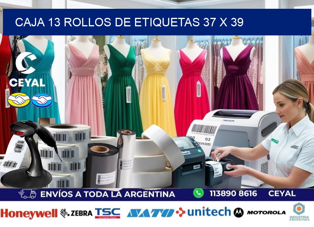 CAJA 13 ROLLOS DE ETIQUETAS 37 x 39