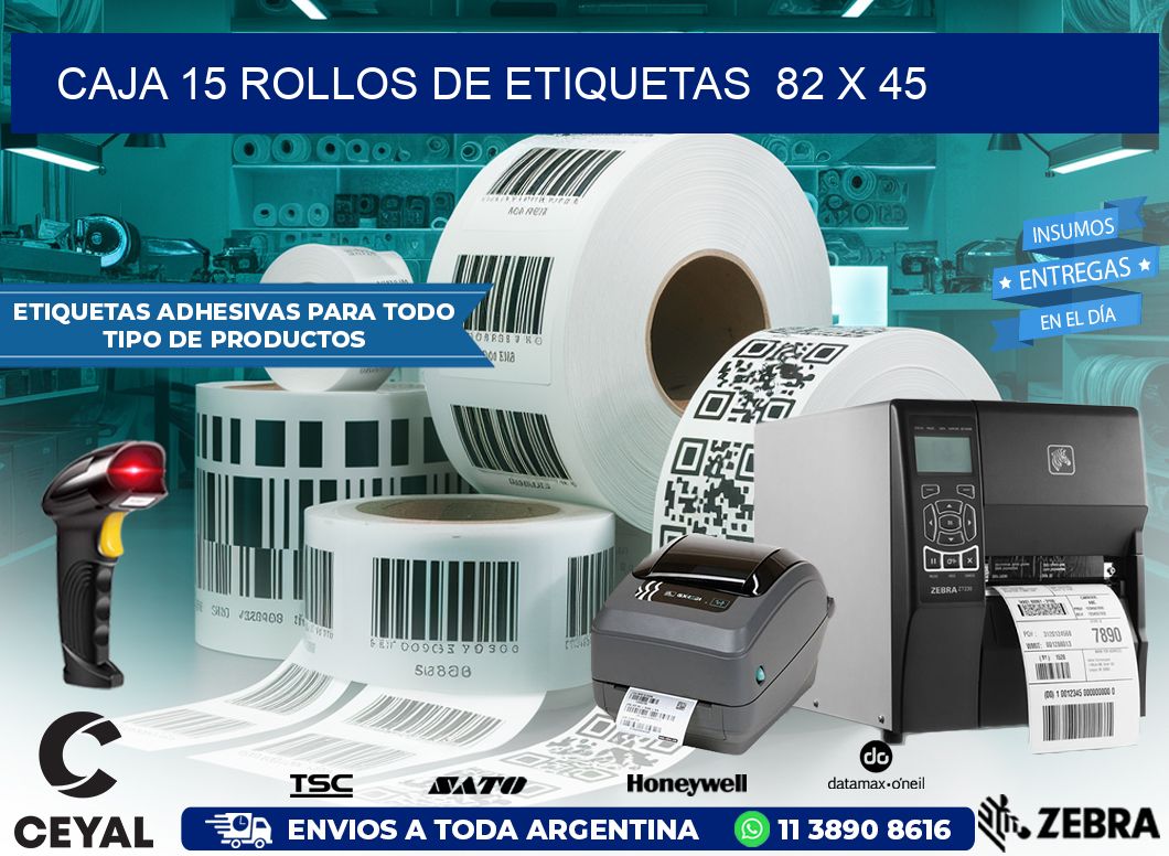 CAJA 15 ROLLOS DE ETIQUETAS  82 x 45