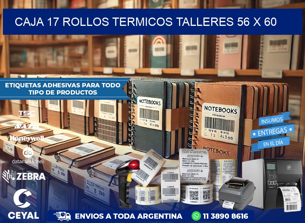 CAJA 17 ROLLOS TERMICOS TALLERES 56 x 60