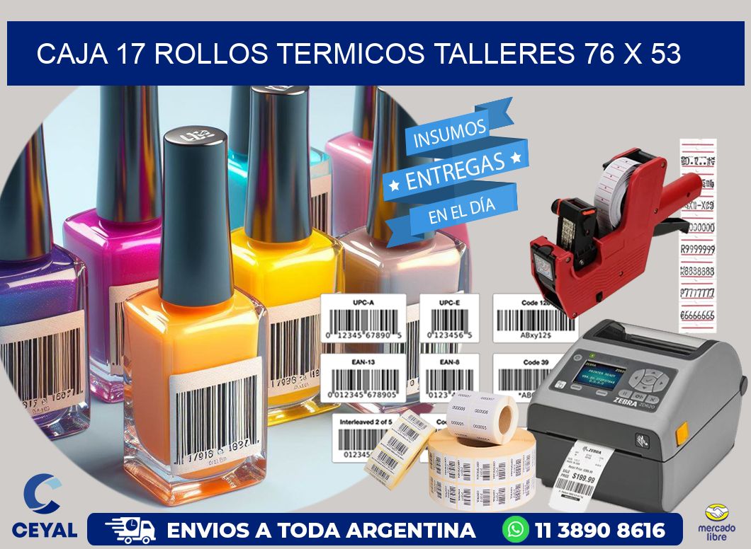 CAJA 17 ROLLOS TERMICOS TALLERES 76 x 53