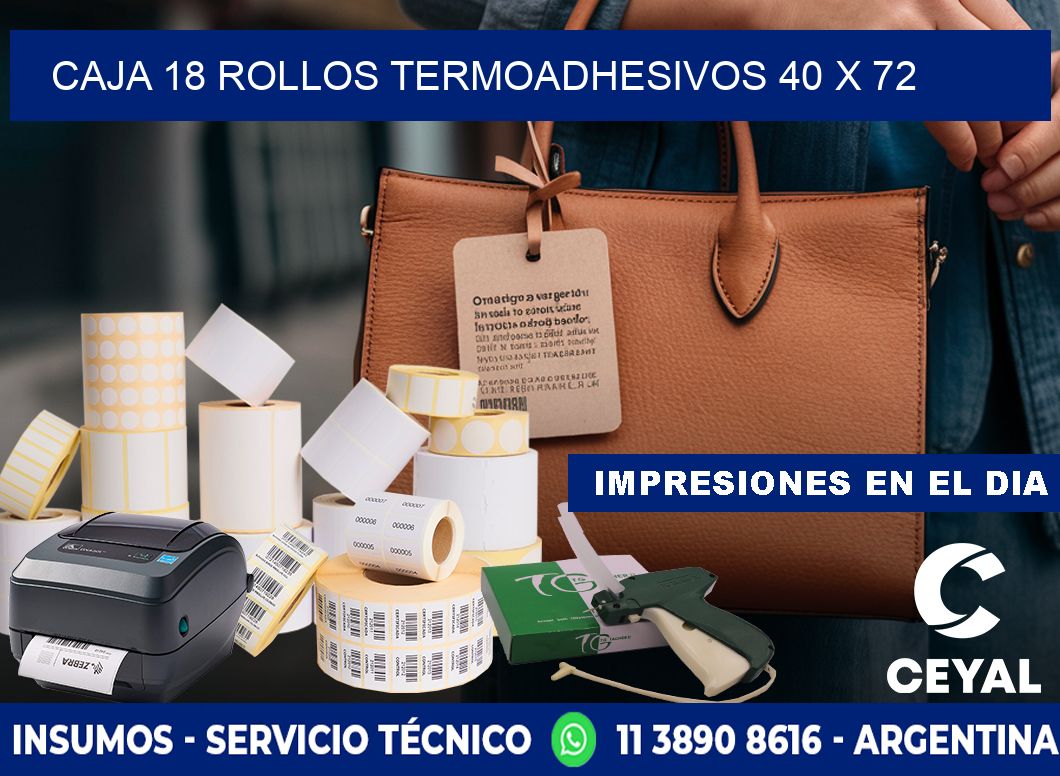 CAJA 18 ROLLOS TERMOADHESIVOS 40 x 72
