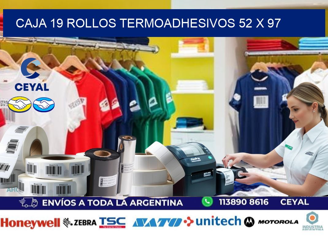 CAJA 19 ROLLOS TERMOADHESIVOS 52 x 97