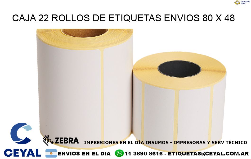 CAJA 22 ROLLOS DE ETIQUETAS ENVIOS 80 x 48