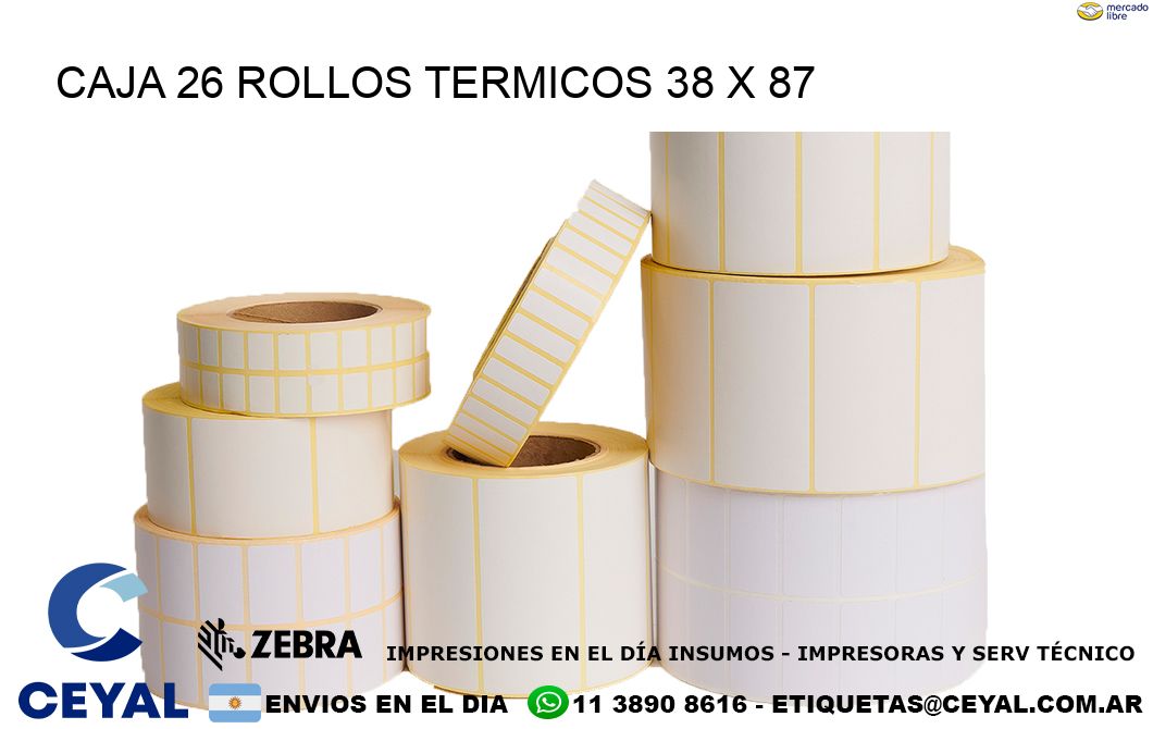 CAJA 26 ROLLOS TERMICOS 38 x 87