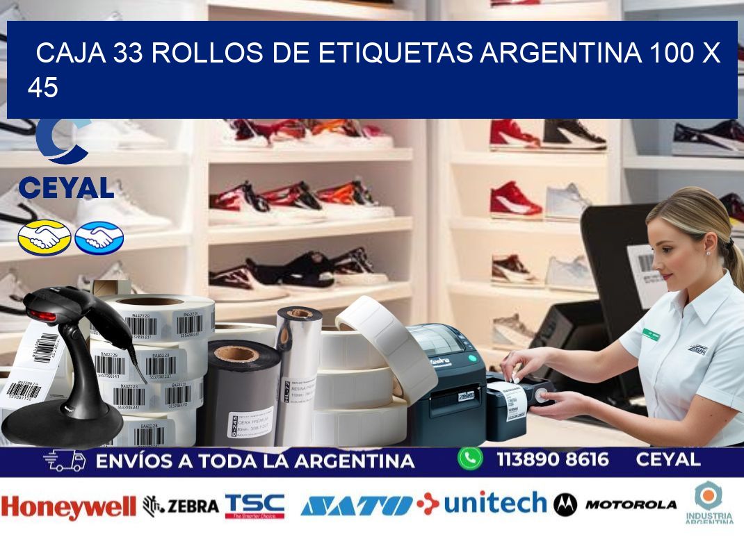 CAJA 33 ROLLOS DE ETIQUETAS ARGENTINA 100 x 45