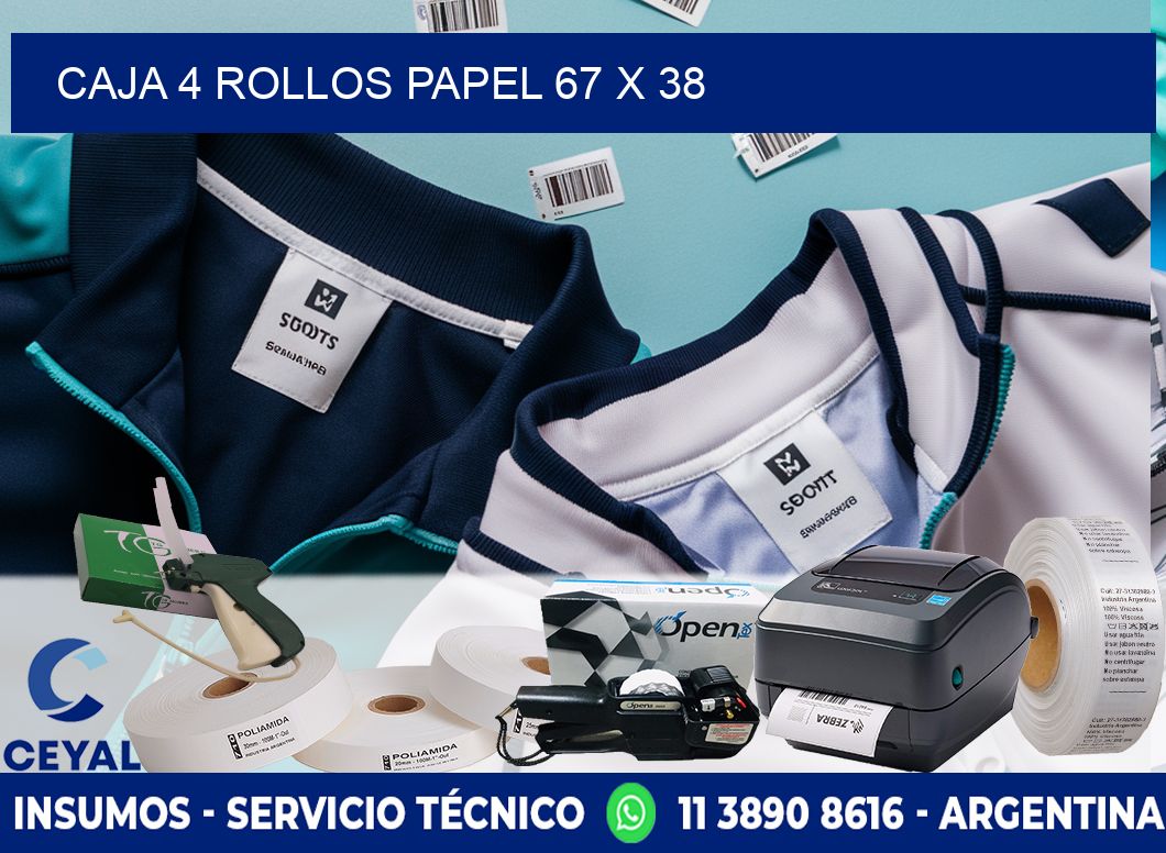 CAJA 4 ROLLOS PAPEL 67 x 38