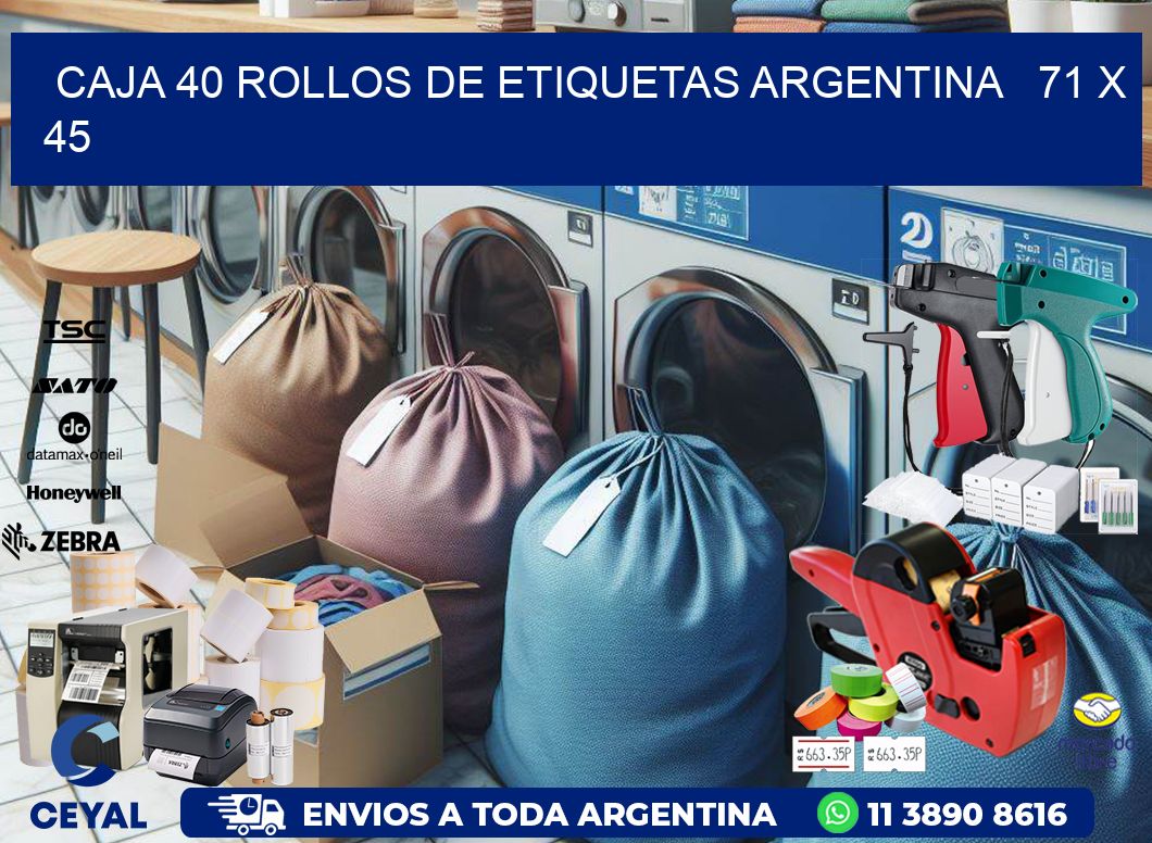 CAJA 40 ROLLOS DE ETIQUETAS ARGENTINA   71 x 45
