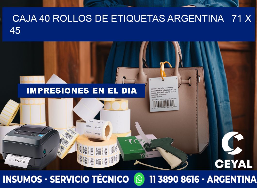 CAJA 40 ROLLOS DE ETIQUETAS ARGENTINA   71 x 45
