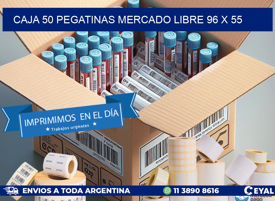 CAJA 50 PEGATINAS MERCADO LIBRE 96 x 55