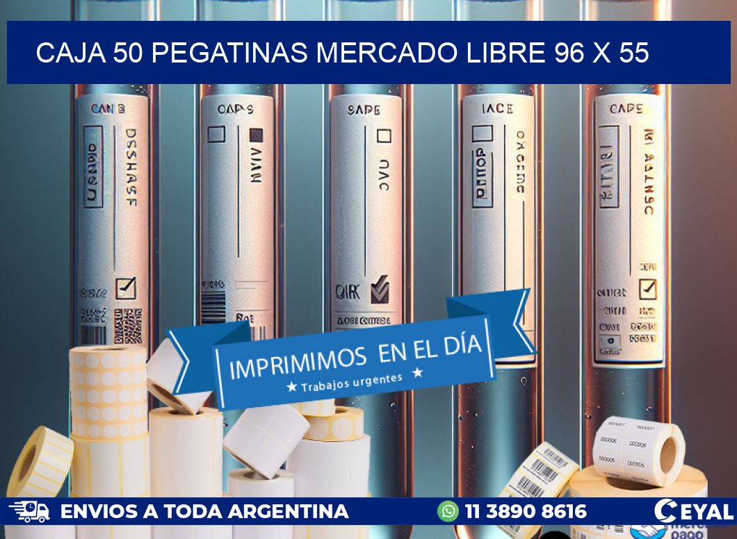 CAJA 50 PEGATINAS MERCADO LIBRE 96 x 55