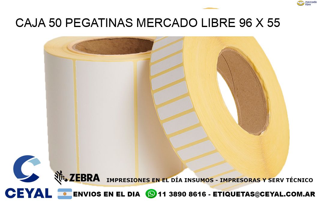 CAJA 50 PEGATINAS MERCADO LIBRE 96 x 55