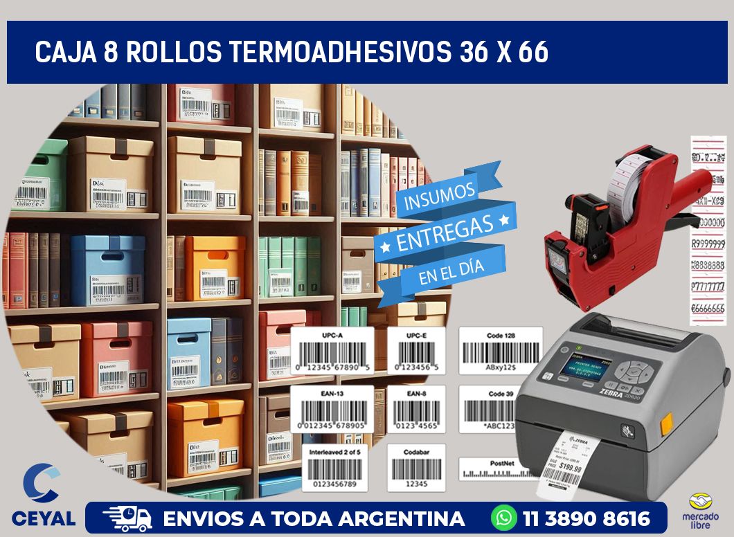 CAJA 8 ROLLOS TERMOADHESIVOS 36 x 66
